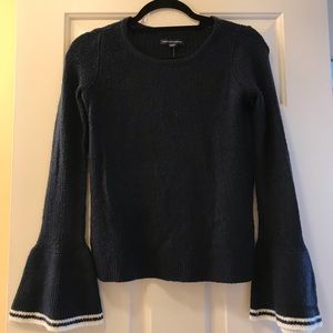 Navy Blue Sweater with Bell Sleeves